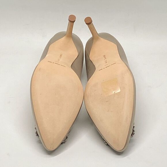 Manolo Blahnik Hangisi 70 Embellished Satin Pumps size 37 - Picture 12 of 13